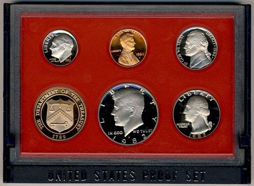 1982 S Clad Proof 5 Coin Set in Original Government Packaging